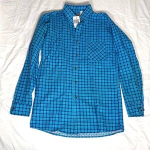 Vibrant Blue Plaid Men's Casual Shirt